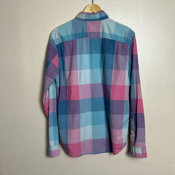 Hollister Mens casual Buttoned Down Long Sleeve Checkered Stretch Shirt large L - Picture 3 of 6